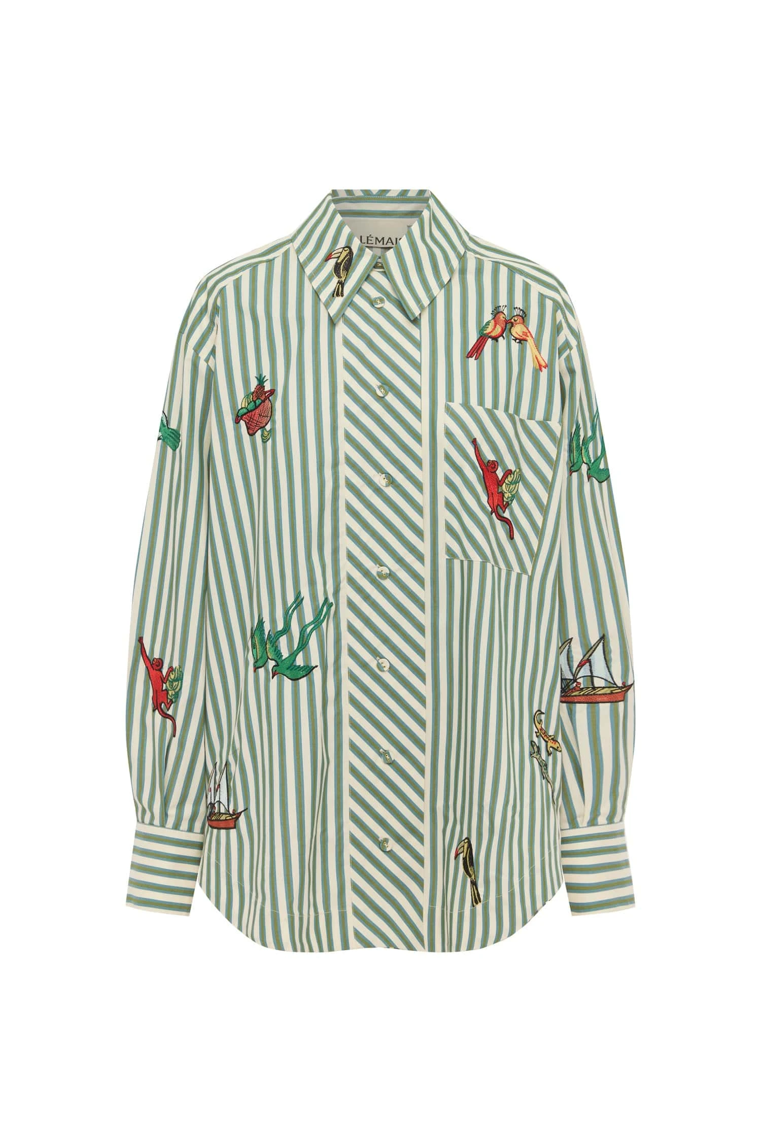 Bisou Embroidered Long Sleeve Shirt by Alemais - Tops Alemais Bisou Embroidered Long Sleeve Shirt Sustainable Tops with Alemais print - Luxury Handbags Australian Designer