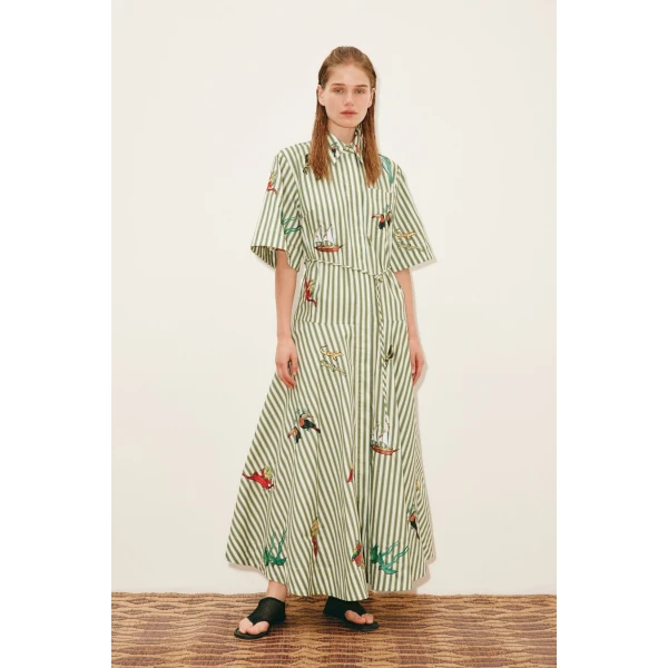 Alemais Bisou Embroidered Shirtdress  Sustainable Dresses with Alemais print -  Luxury Handbags Australian Designer