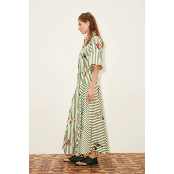 Alemais Bisou Embroidered Shirtdress  Sustainable Dresses with Alemais print -  Luxury Handbags Australian Designer