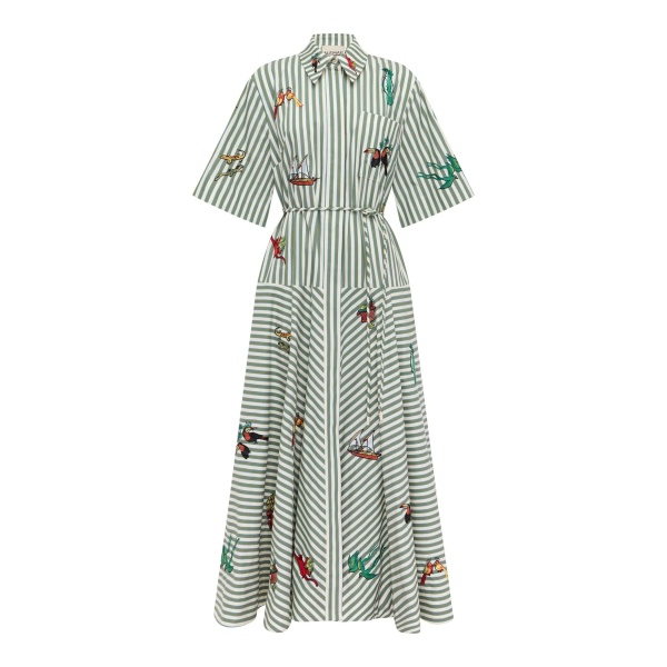 Alemais Bisou Embroidered Shirtdress  Sustainable Dresses with Alemais print -  Luxury Handbags Australian Designer