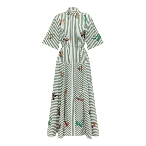 Alemais Bisou Embroidered Shirtdress  Sustainable Dresses with Alemais print -  Luxury Handbags Australian Designer