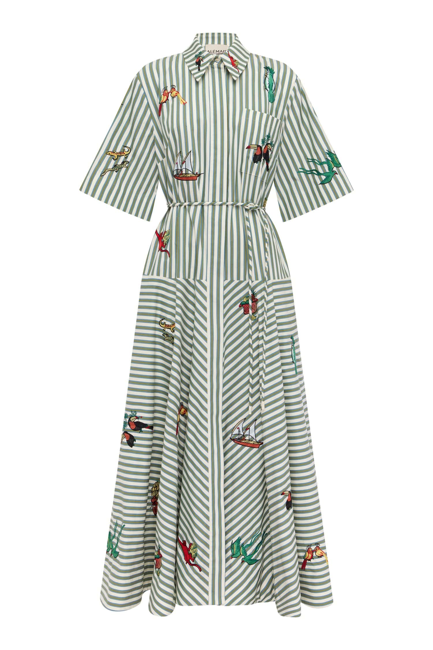 Alemais Bisou Embroidered Shirtdress  Sustainable Dresses with Alemais print -  Luxury Handbags Australian Designer