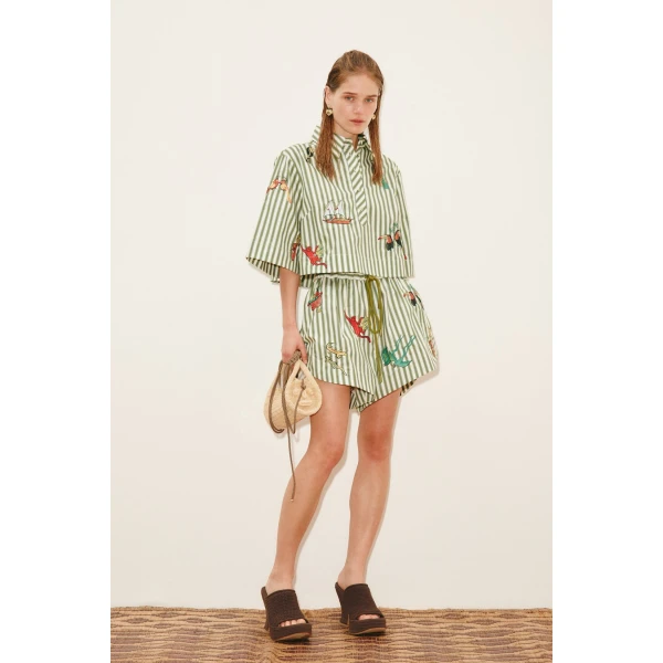 Alemais Bisou Embroidered Short  Sustainable Shorts with Alemais print -  Luxury Handbags Australian Designer