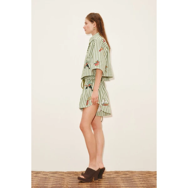 Alemais Bisou Embroidered Short  Sustainable Shorts with Alemais print -  Luxury Handbags Australian Designer
