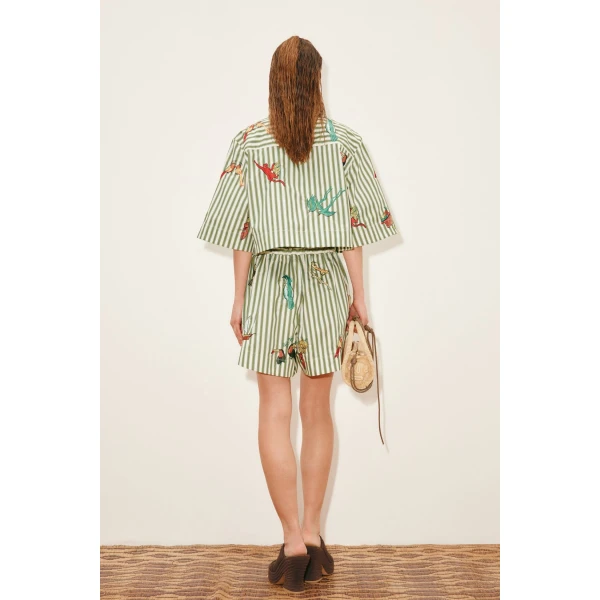 Alemais Bisou Embroidered Short  Sustainable Shorts with Alemais print -  Luxury Handbags Australian Designer
