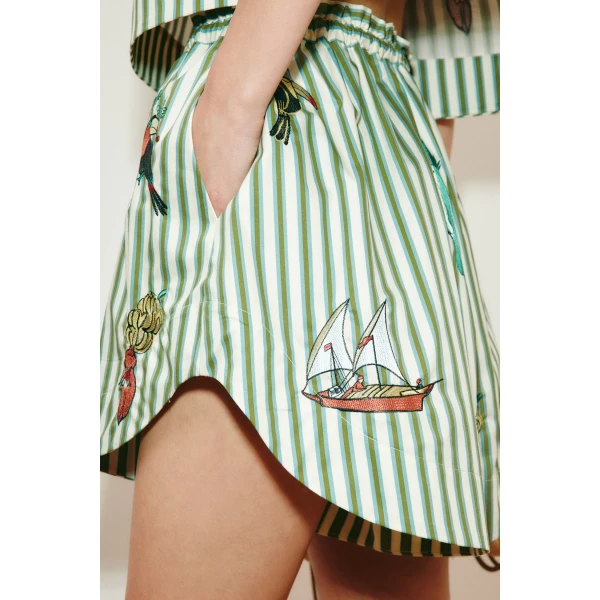 Alemais Bisou Embroidered Short  Sustainable Shorts with Alemais print -  Luxury Handbags Australian Designer