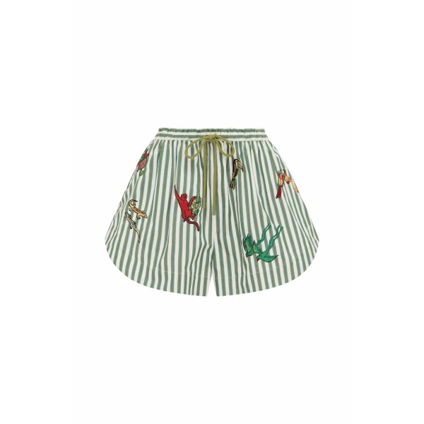 Alemais Bisou Embroidered Short  Sustainable Shorts with Alemais print -  Luxury Handbags Australian Designer