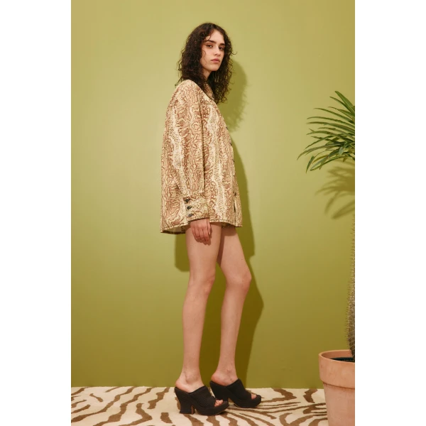 Alemais Boa Denim Jacket  Sustainable Jackets with Alemais print -  Luxury Handbags Australian Designer