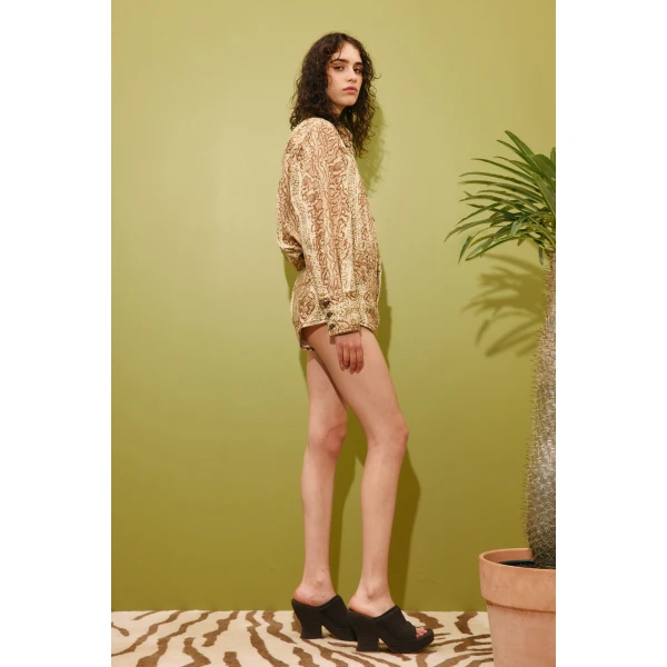 Alemais Boa Denim Micro Short  Sustainable Shorts with Alemais print -  Luxury Handbags Australian Designer