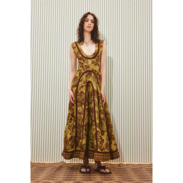 Alemais Charley Midi Dress  Sustainable Dresses with Alemais print -  Luxury Handbags Australian Designer