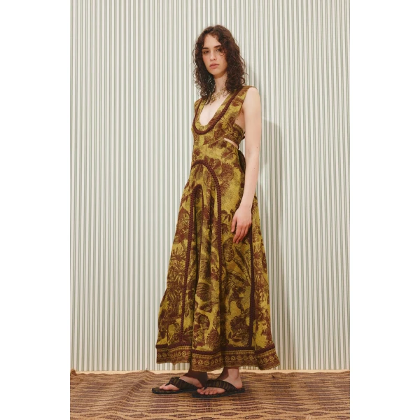 Alemais Charley Midi Dress  Sustainable Dresses with Alemais print -  Luxury Handbags Australian Designer