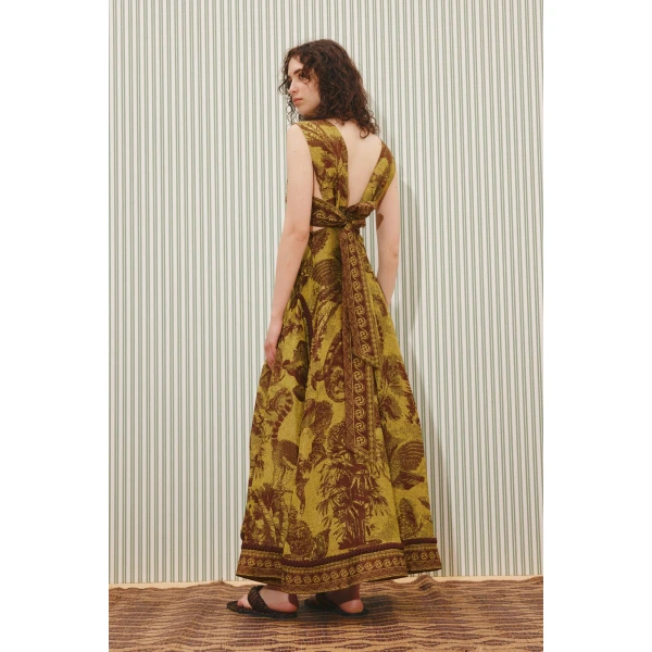 Alemais Charley Midi Dress  Sustainable Dresses with Alemais print -  Luxury Handbags Australian Designer