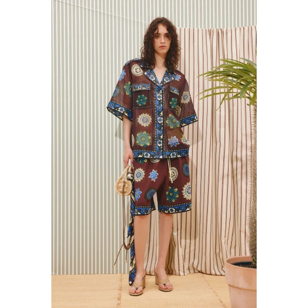 Alemais Jasper Relaxed Shirt  Sustainable Tops with Alemais print -  Luxury Handbags Australian Designer