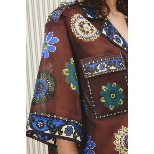 Alemais Jasper Relaxed Shirt  Sustainable Tops with Alemais print -  Luxury Handbags Australian Designer