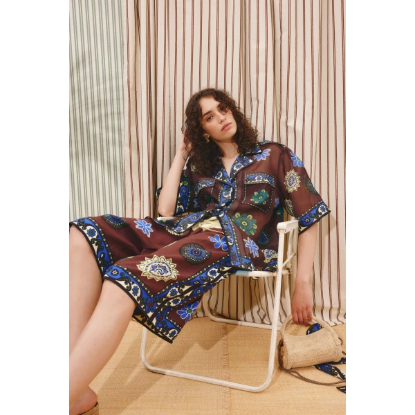 Alemais Jasper Relaxed Shirt  Sustainable Tops with Alemais print -  Luxury Handbags Australian Designer