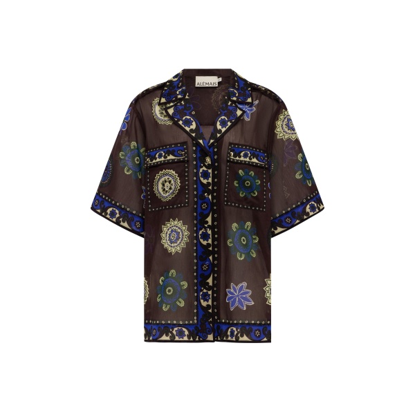Alemais Jasper Relaxed Shirt  Sustainable Tops with Alemais print -  Luxury Handbags Australian Designer