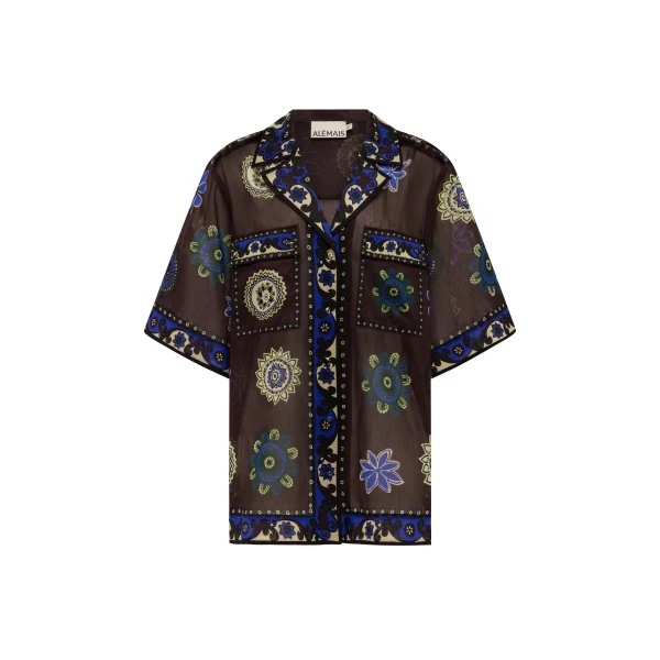 Alemais Jasper Relaxed Shirt  Sustainable Tops with Alemais print -  Luxury Handbags Australian Designer
