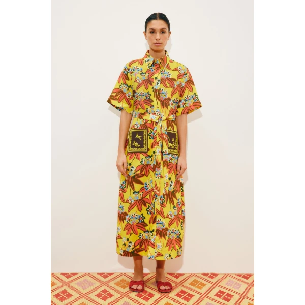 Alemais Leo Embroidered Shirtdress  Sustainable Dresses with Alemais print -  Luxury Handbags Australian Designer
