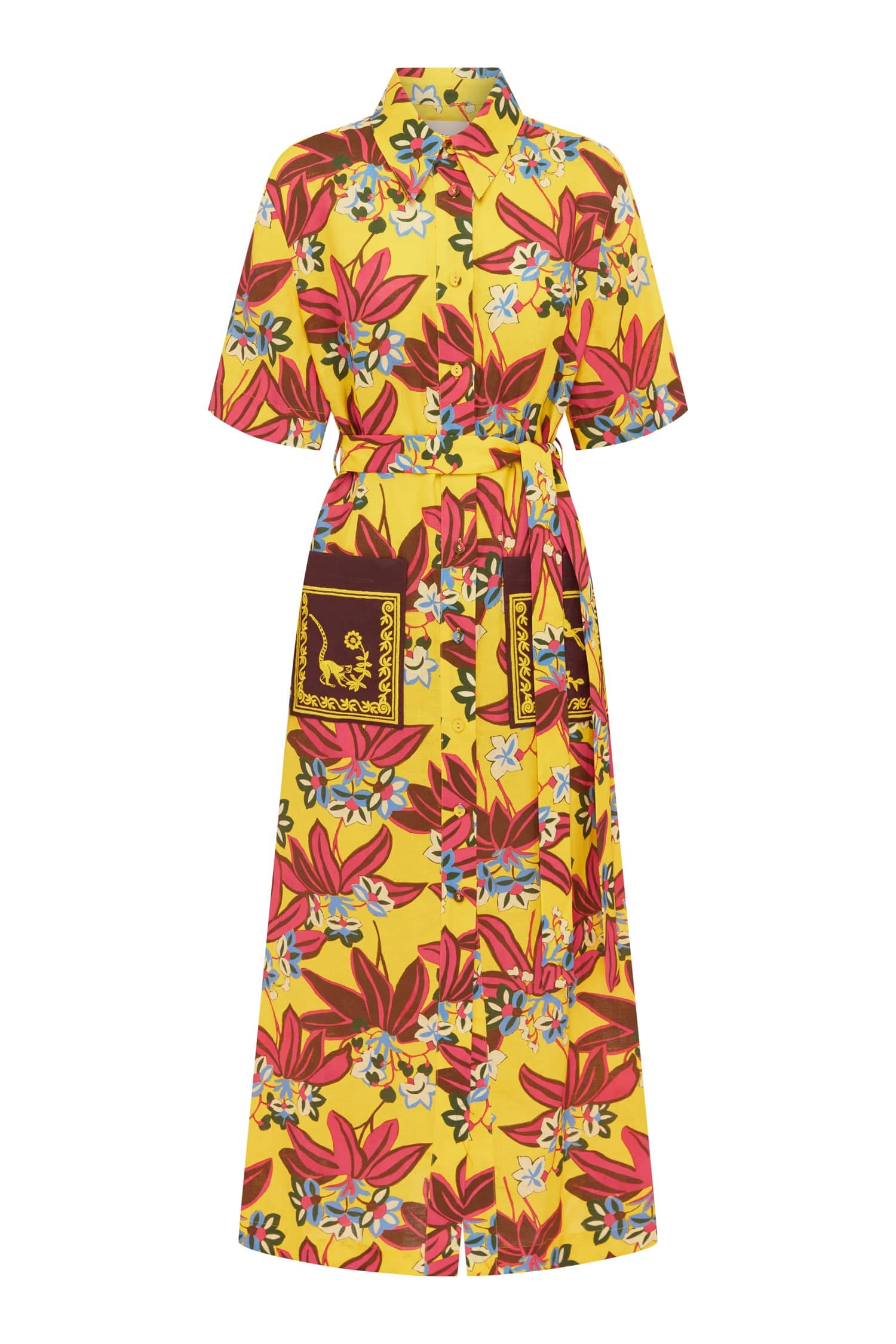 Alemais Leo Embroidered Shirtdress  Sustainable Dresses with Alemais print -  Luxury Handbags Australian Designer