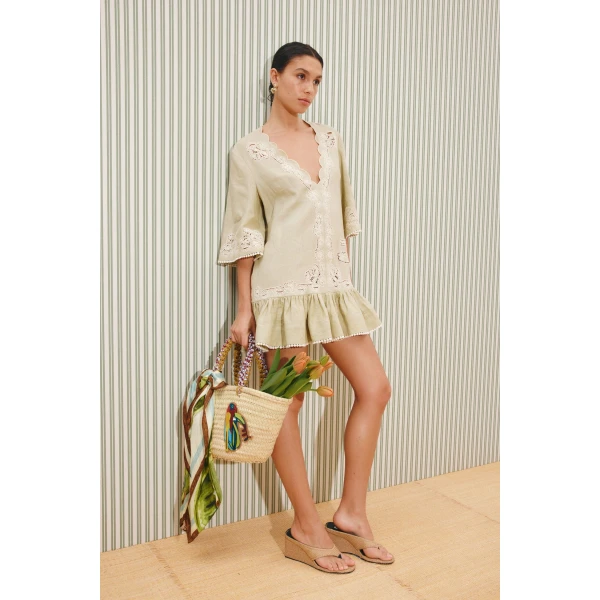 Alemais Louie Embroidered Mini Dress  Sustainable Dresses with Alemais print -  Luxury Handbags Australian Designer