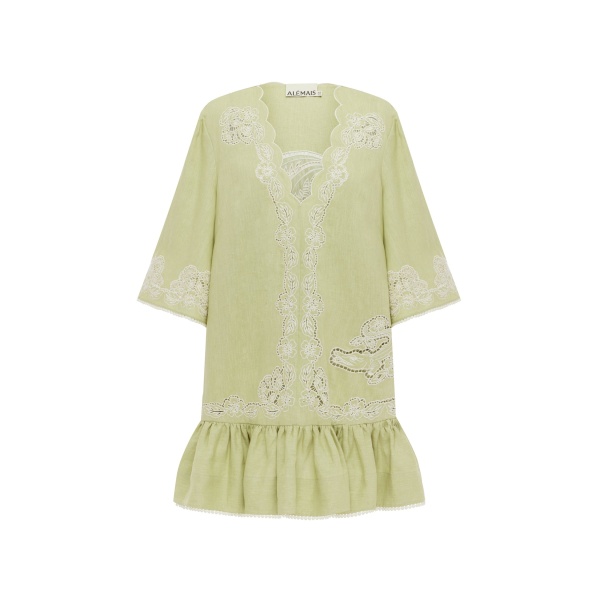 Alemais Louie Embroidered Mini Dress  Sustainable Dresses with Alemais print -  Luxury Handbags Australian Designer