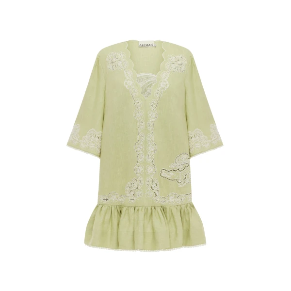 Alemais Louie Embroidered Mini Dress  Sustainable Dresses with Alemais print -  Luxury Handbags Australian Designer