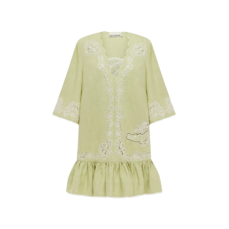 Alemais Louie Embroidered Mini Dress  Sustainable Dresses with Alemais print -  Luxury Handbags Australian Designer