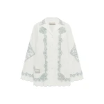 Alemais Louie Embroidered Shirt  Sustainable Tops with Alemais print -  Luxury Handbags Australian Designer