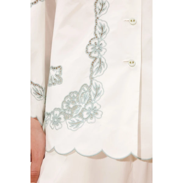 Alemais Louie Embroidered Shirt  Sustainable Tops with Alemais print -  Luxury Handbags Australian Designer
