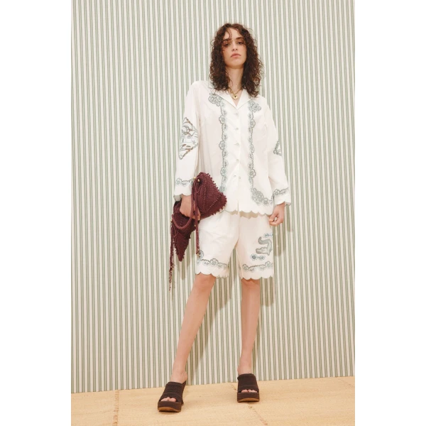 Alemais Louie Embroidered Short  Sustainable Shorts with Alemais print -  Luxury Handbags Australian Designer