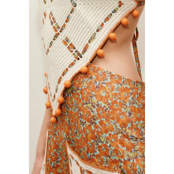 Alemais Marva Crochet Halter Midi Dress  Sustainable Dresses with Alemais print -  Luxury Handbags Australian Designer