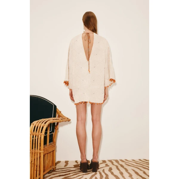 Alemais Marva Crochet Mini Dress  Sustainable Dresses with Alemais print -  Luxury Handbags Australian Designer