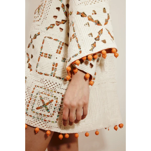 Alemais Marva Crochet Mini Dress  Sustainable Dresses with Alemais print -  Luxury Handbags Australian Designer
