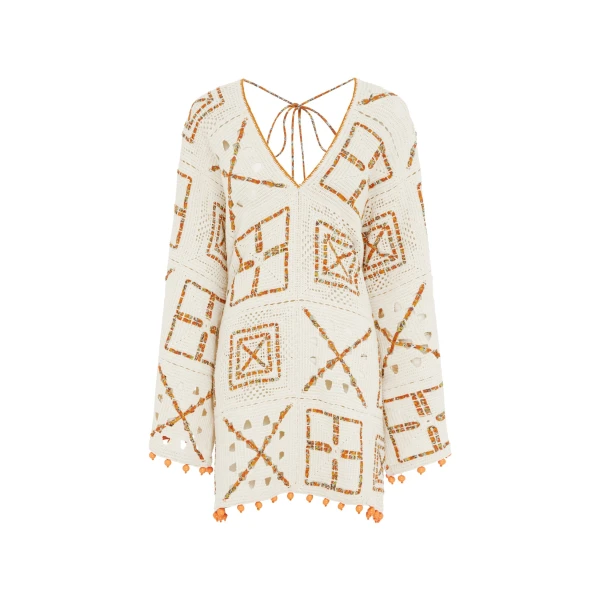 Alemais Marva Crochet Mini Dress  Sustainable Dresses with Alemais print -  Luxury Handbags Australian Designer