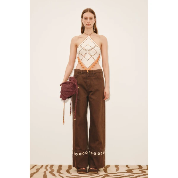 Alemais Marva Crochet Top  Sustainable Tops with Alemais print -  Luxury Handbags Australian Designer