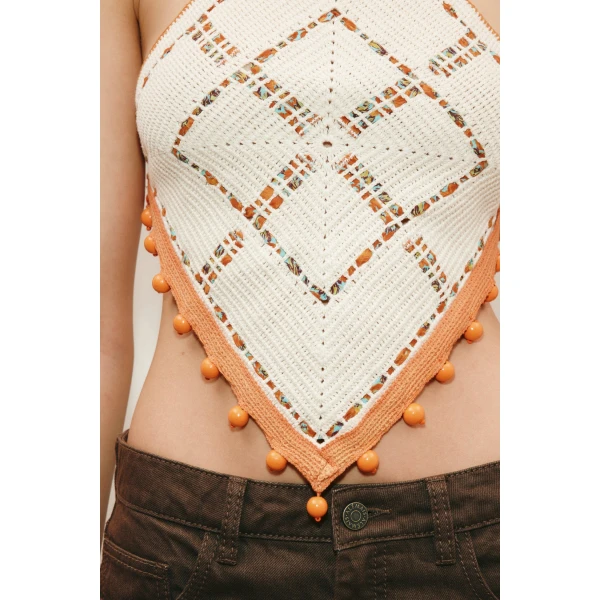 Alemais Marva Crochet Top  Sustainable Tops with Alemais print -  Luxury Handbags Australian Designer