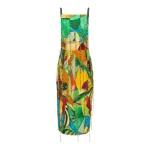 Alemais Mokshini Beaded Fringe Midi Dress  Sustainable Dresses with Alemais print -  Luxury Handbags Australian Designer