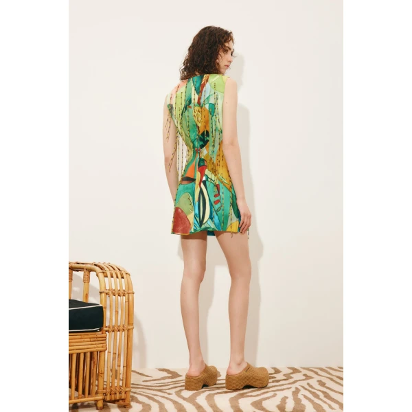 Alemais Mokshini Beaded Fringe Mini Dress  Sustainable Dresses with Alemais print -  Luxury Handbags Australian Designer