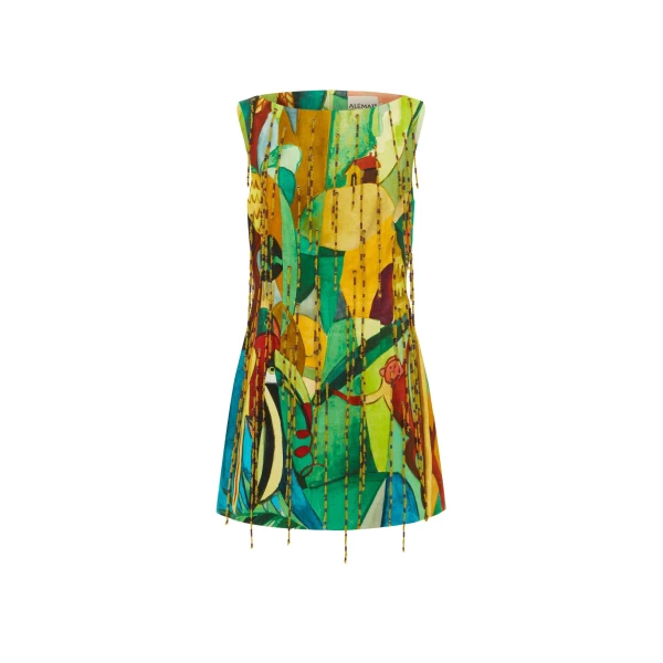 Alemais Mokshini Beaded Fringe Mini Dress  Sustainable Dresses with Alemais print -  Luxury Handbags Australian Designer