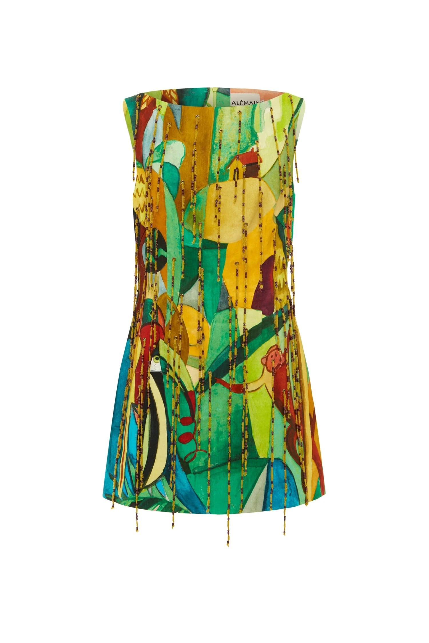 Mokshini Beaded Fringe Mini Dress by Alemais - Dresses Alemais Mokshini Beaded Fringe Mini Dress Sustainable Dresses with Alemais print - Luxury Handbags Australian Designer