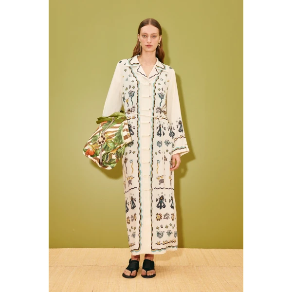 Alemais Sun Dancer Shirtdress  Sustainable Dresses with Alemais print -  Luxury Handbags Australian Designer