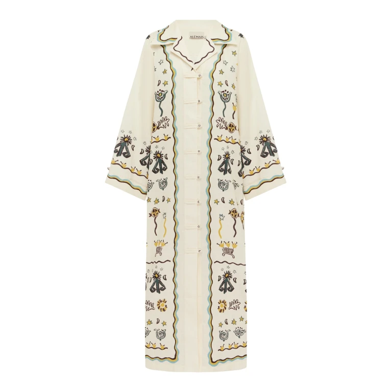 Alemais Sun Dancer Shirtdress  Sustainable Dresses with Alemais print -  Luxury Handbags Australian Designer