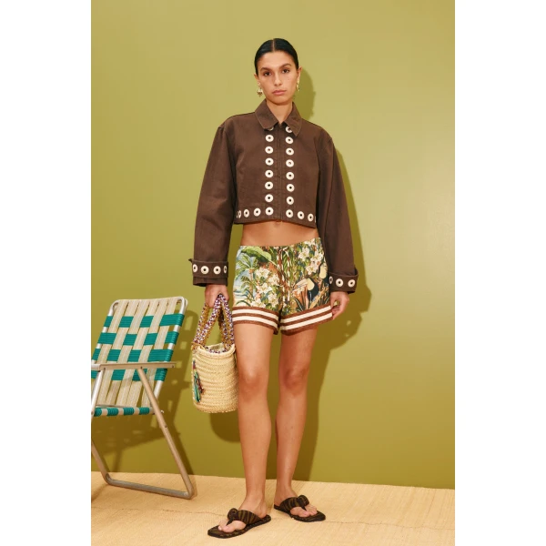 Alemais Tobe Denim Jacket  Sustainable Jackets with Alemais print -  Luxury Handbags Australian Designer