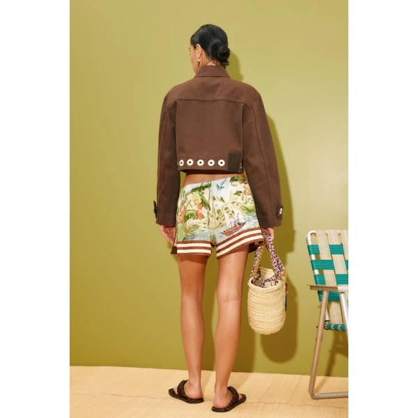 Alemais Tobe Denim Jacket  Sustainable Jackets with Alemais print -  Luxury Handbags Australian Designer