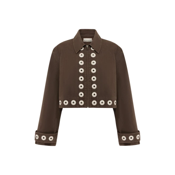 Alemais Tobe Denim Jacket  Sustainable Jackets with Alemais print -  Luxury Handbags Australian Designer