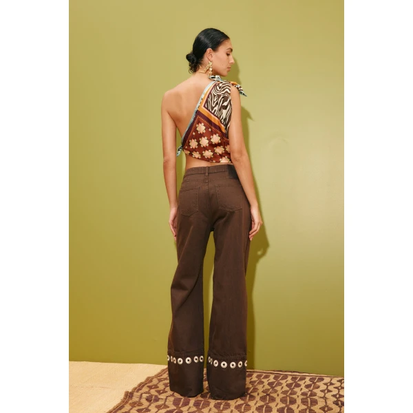Alemais Tobe Denim Jean  Sustainable Pants with Alemais print -  Luxury Handbags Australian Designer