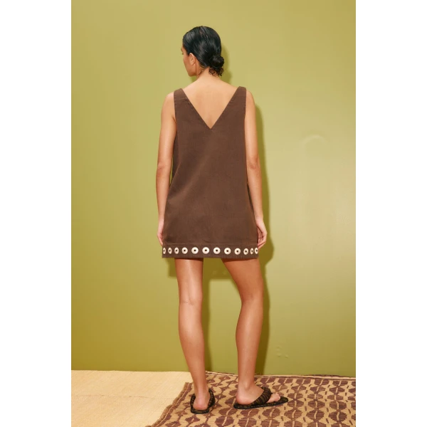 Alemais Tobe Denim Mini Dress  Sustainable Dresses with Alemais print -  Luxury Handbags Australian Designer