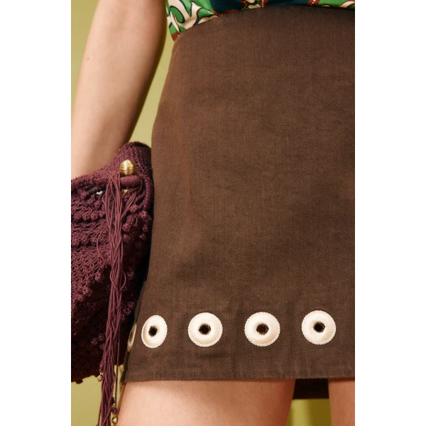 Alemais Tobe Denim Skirt  Sustainable Skirts with Alemais print -  Luxury Handbags Australian Designer