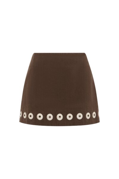 Alemais Tobe Denim Skirt  Sustainable Skirts with Alemais print -  Luxury Handbags Australian Designer
