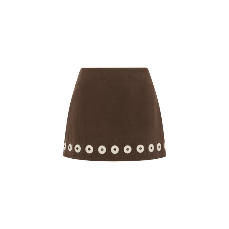 Alemais Tobe Denim Skirt  Sustainable Skirts with Alemais print -  Luxury Handbags Australian Designer